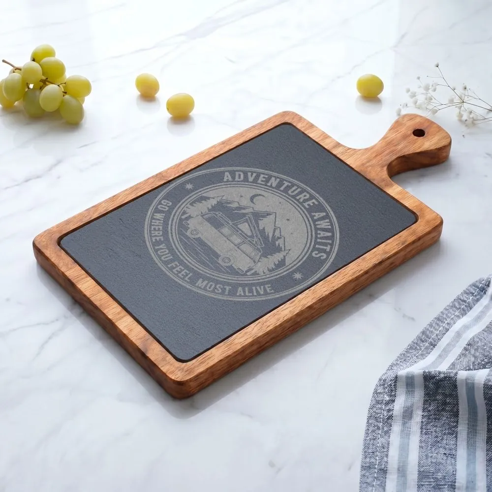 Engraved Charcuterie Board - "Adventure Awaits-Go Where You Feel Most Alive" (4 Variants Available)