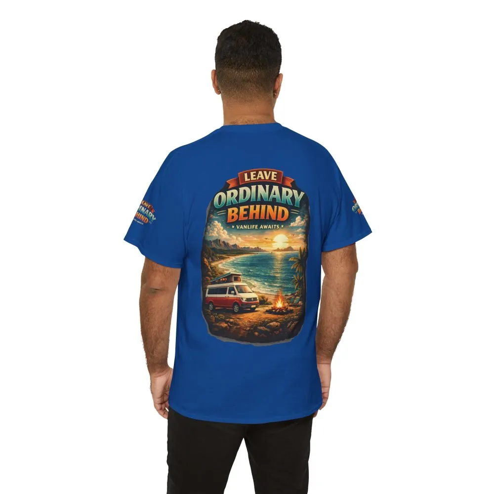 Unisex Heavy Cotton Tee — "Leave Ordinary Behind" Design Scenic-Line