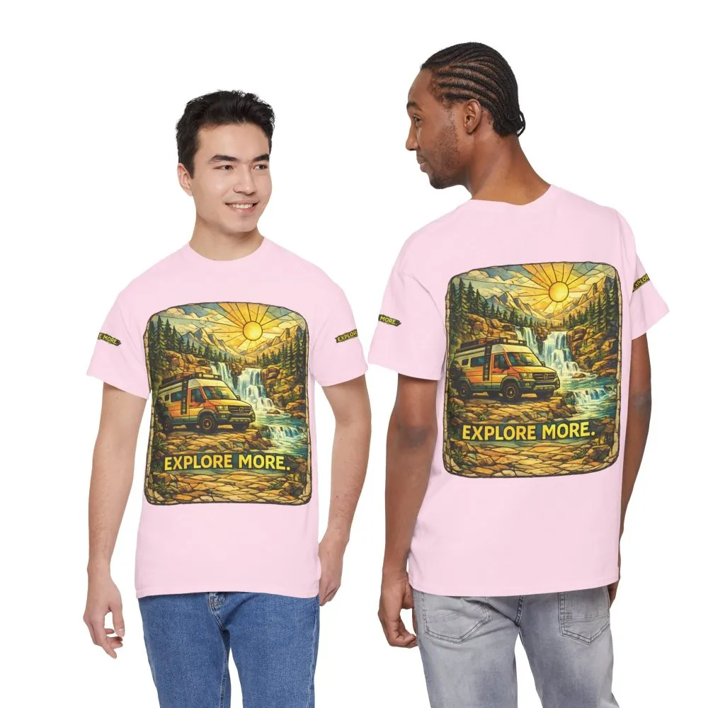 Unisex Heavy Cotton Tee — "Explore More" Design Cubic-Line
