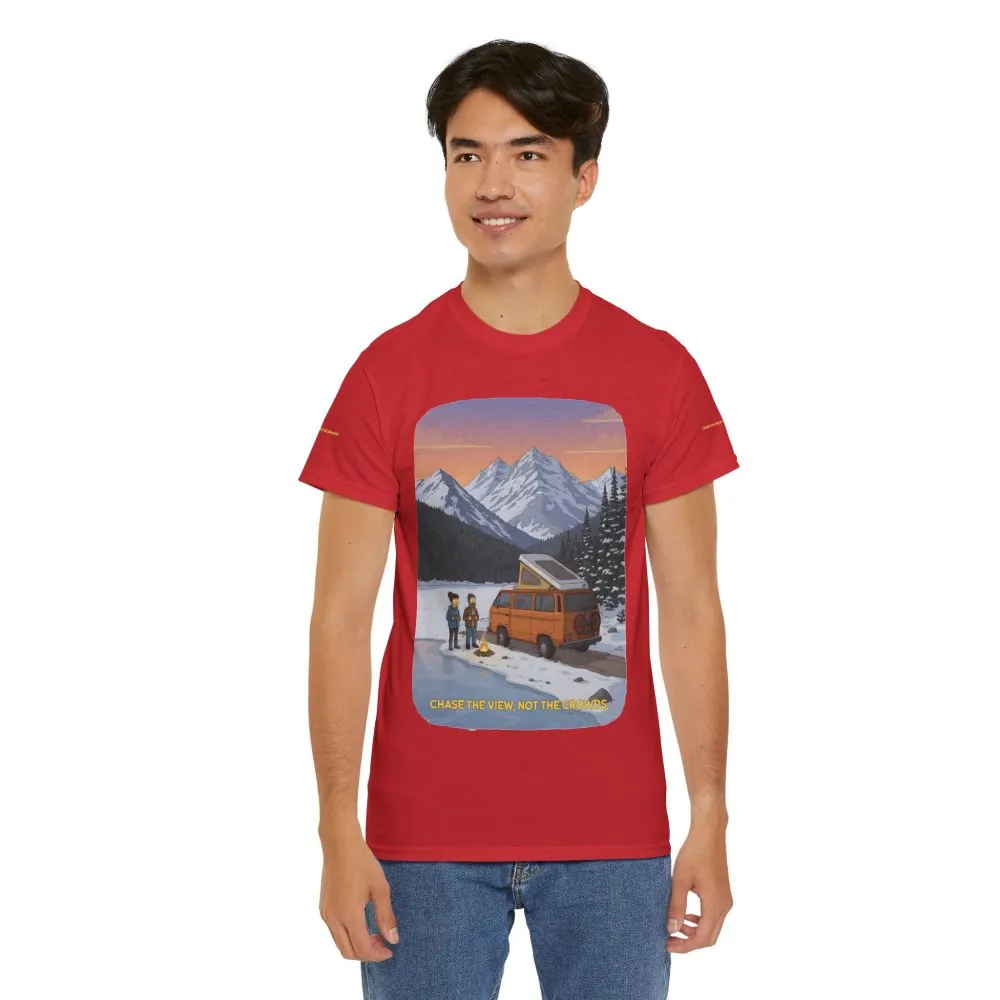 Unisex Heavy Cotton Tee — "Chase The Views-Not The Crowds" Design Sitcom-Line