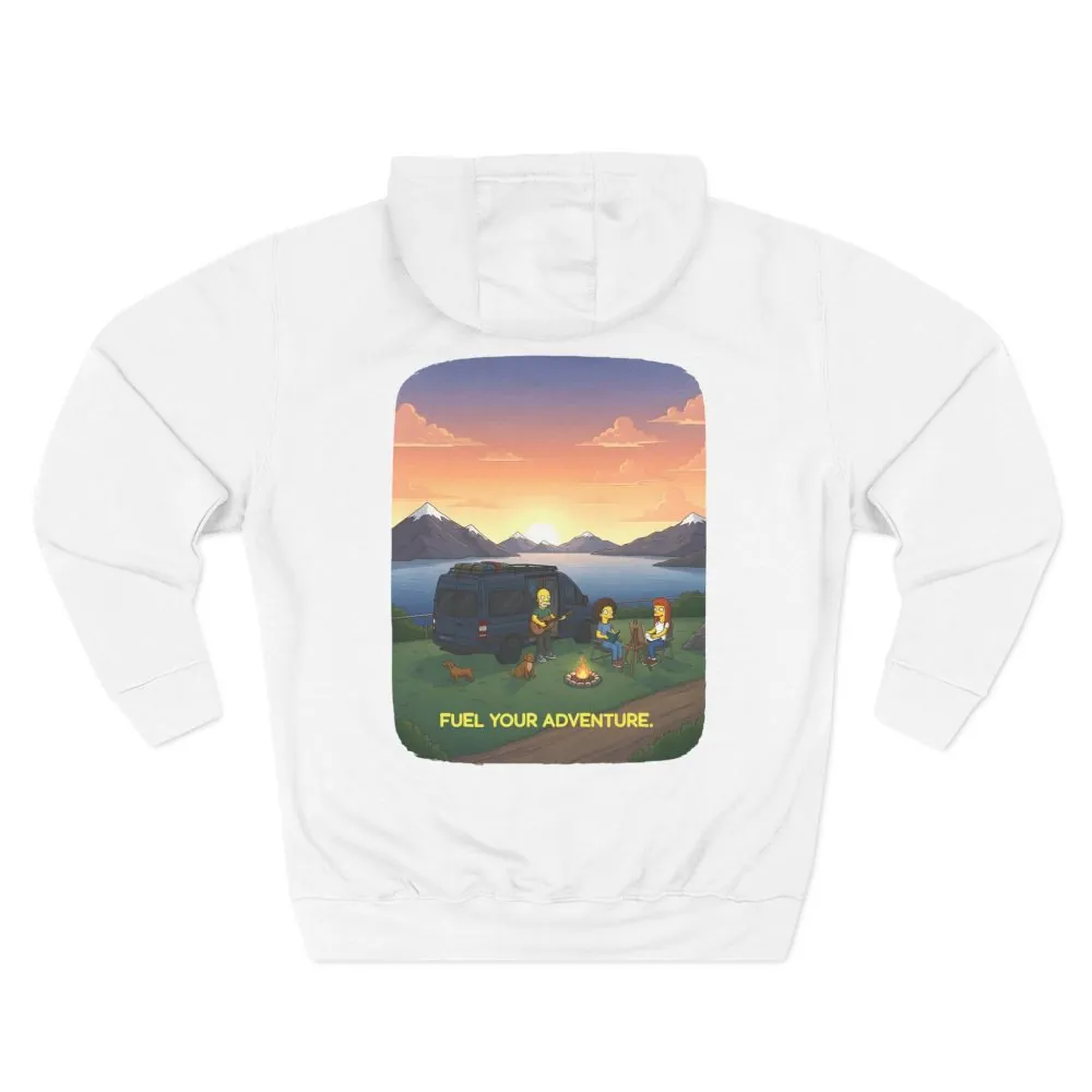 Three-Panel Fleece Hoodie - "Fuel Your Adventure" Design Sitcom-Line