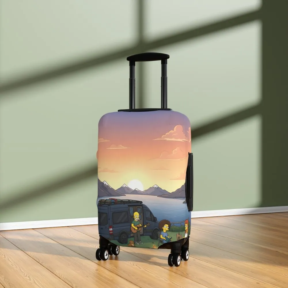 Luggage Cover — Adventure Camper Sketch Travel Suitcase(Design Sitcom-Line)