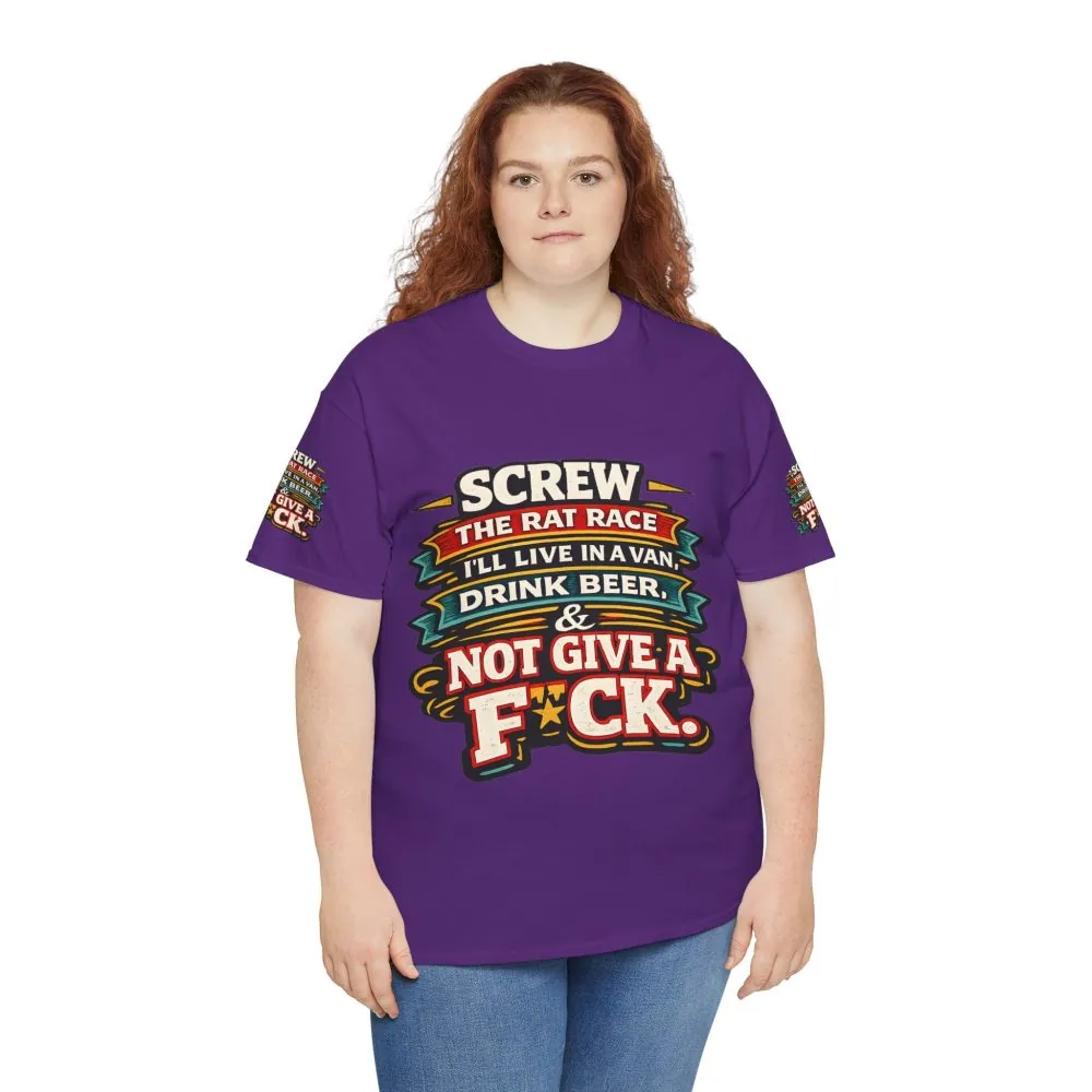 Unisex Heavy Cotton Tee — "Screw The Rat Race" Design F**K-Line
