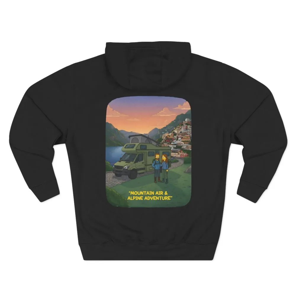 Three-Panel Fleece Hoodie - "Mountain Air And Alpine Adventure"" Design Sitcom-Line