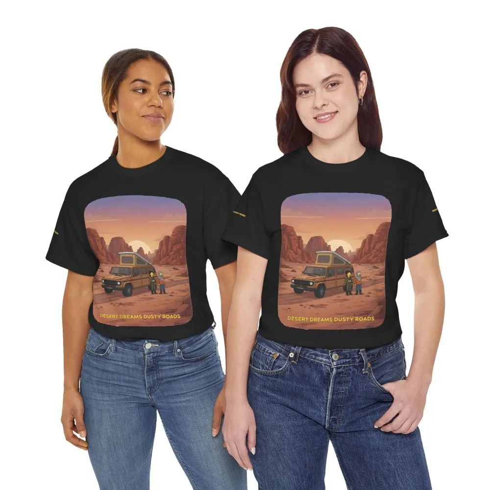 Unisex Heavy Cotton Tee — "Desert Dreams Dusty Roads" Design Sitcom-Line