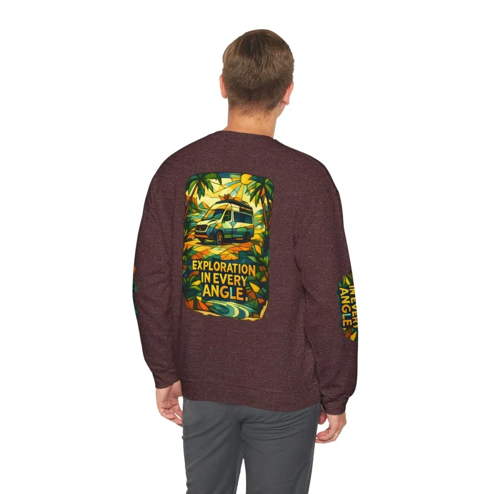 Unisex Heavy Blend™ Crewneck Sweatshirt — "Exploration In Every Angle" Design Cubic-Line