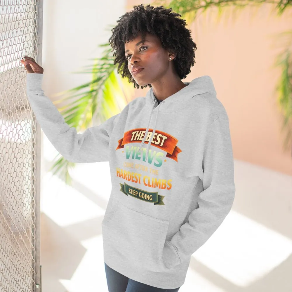 Three-Panel Fleece Hoodie - "The Best Views" Design Scenic-Line
