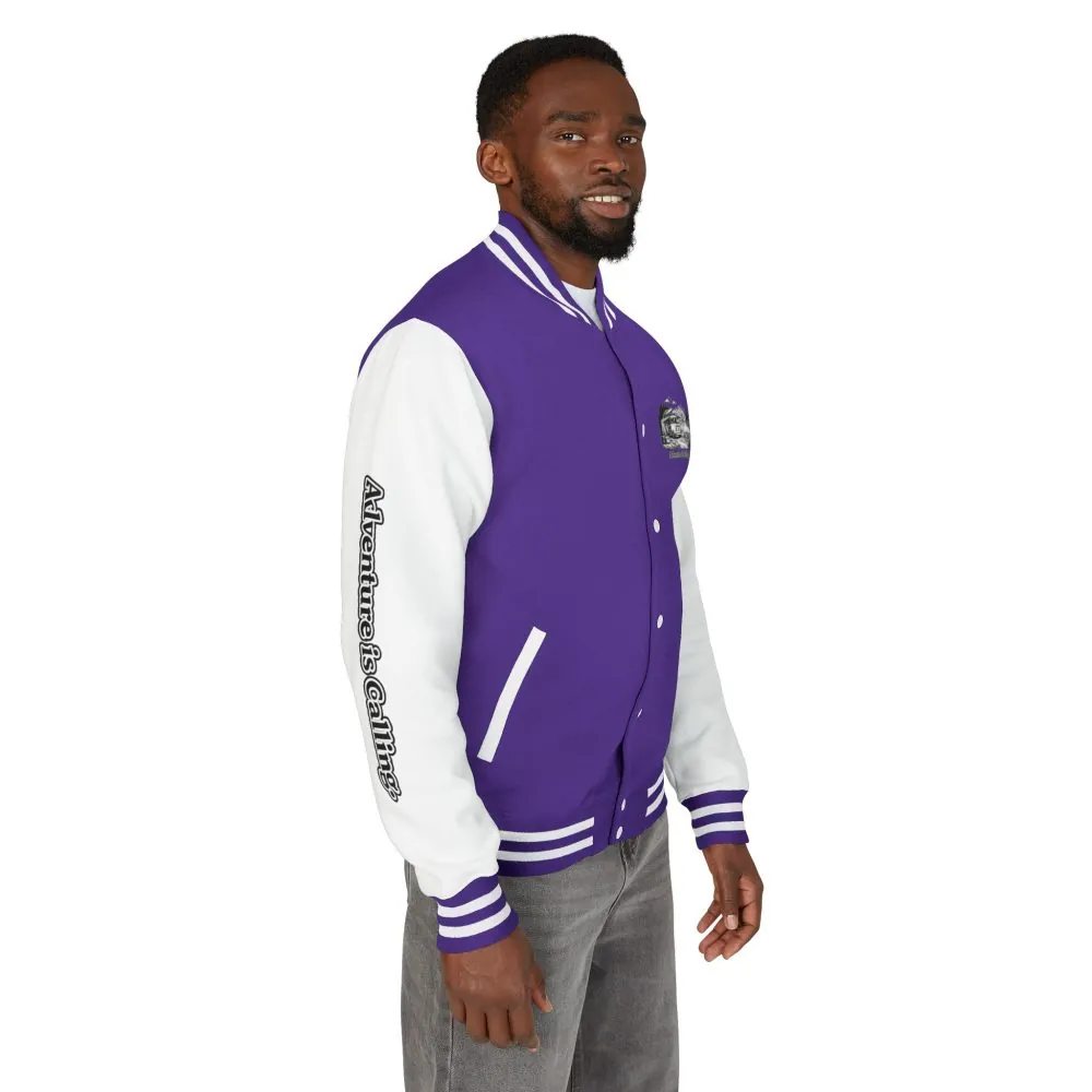 Unisex Heavyweight Letterman Jacket — "Adventure Is Calling" Travel Varsity Coat