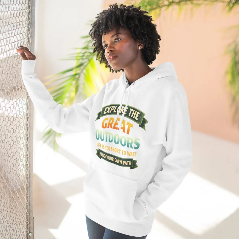 Three-Panel Fleece Hoodie - "Explore The Great Outdoors" Design Scenic-Line