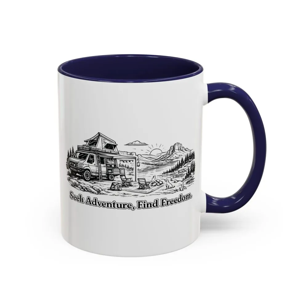 16663189508265432463_2048.jpeg Accent Coffee Mug (11, 15oz) — "Seek Adventure, Find Freedom" Design Minimal-Line