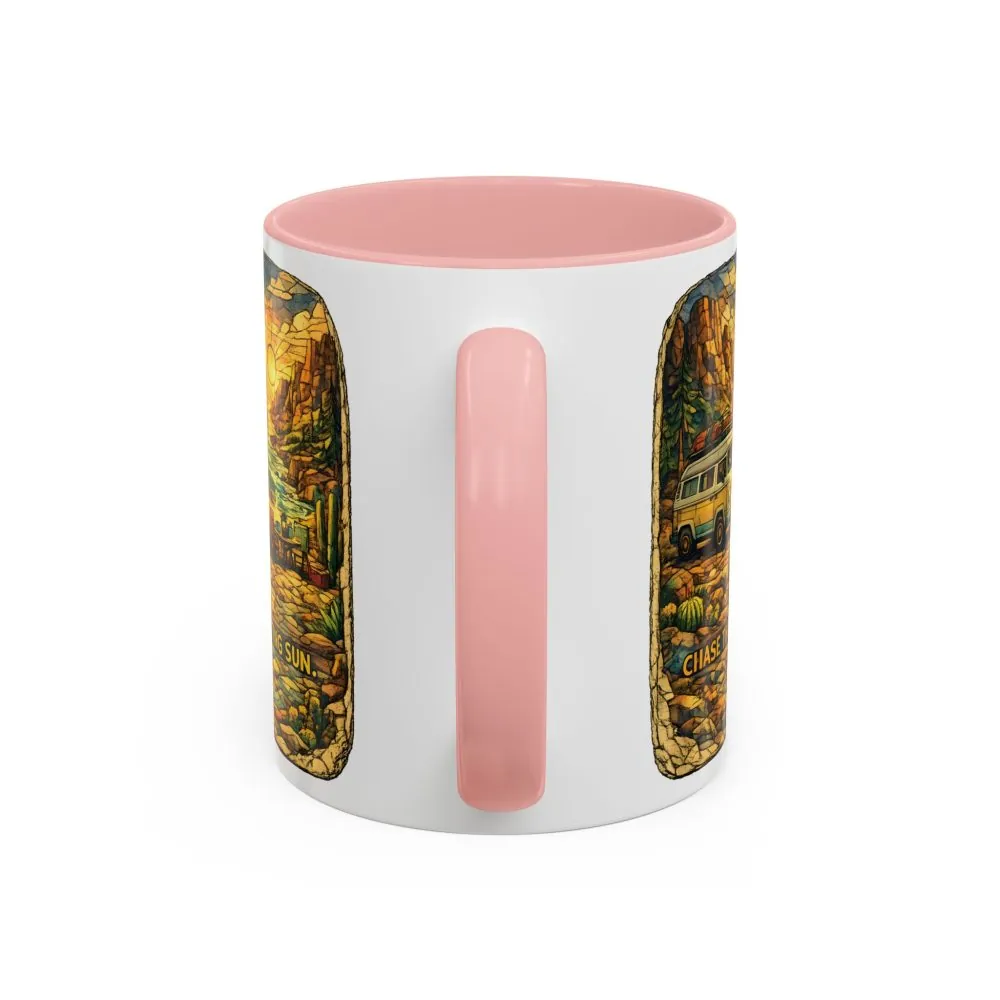 Accent Coffee Mug (11, 15oz) — "Chase The Settings Sun" Design Cubic-Line