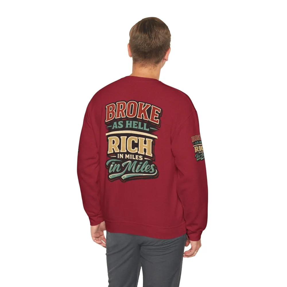 Unisex Heavy Blend™ Crewneck Sweatshirt — "Broke As Hell" Design F**K-Line