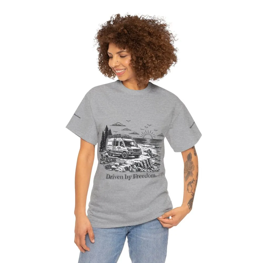 16666313537376006964_2048.jpeg Unisex Heavy Cotton Tee — ""Driven By Freedom" Design Minimal-Line