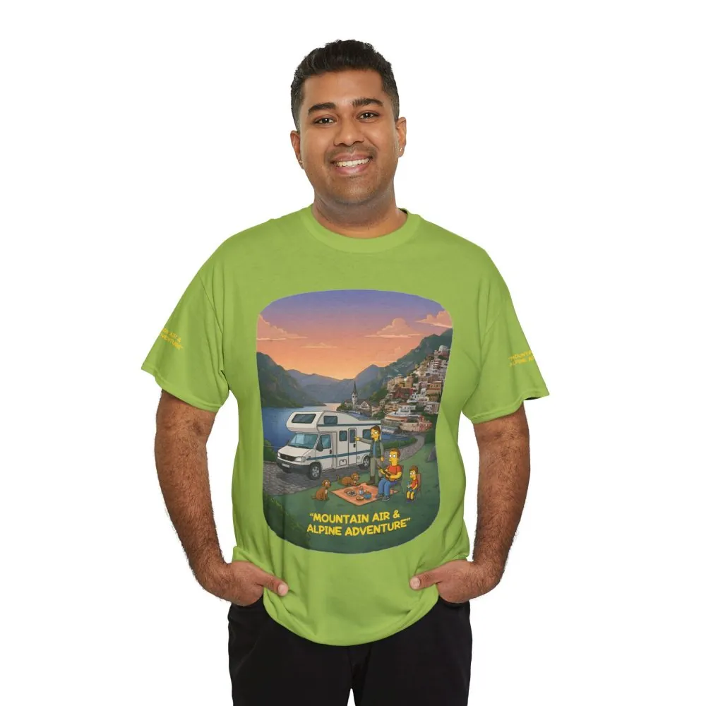 Unisex Heavy Cotton Tee — "Mountain Air-Alpine Adventure" Design Sitcom-Line