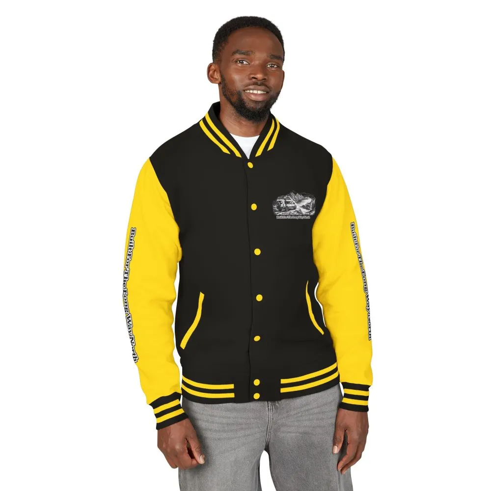 Unisex Heavyweight Letterman Jacket — "Built For The Long Way North" Travel Varsity Coat