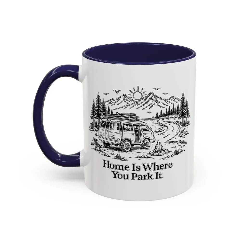 16686295455640902558_2048.jpeg Accent Coffee Mug (11, 15oz) — "Home Is Where You Park It" Design Minimal-Line