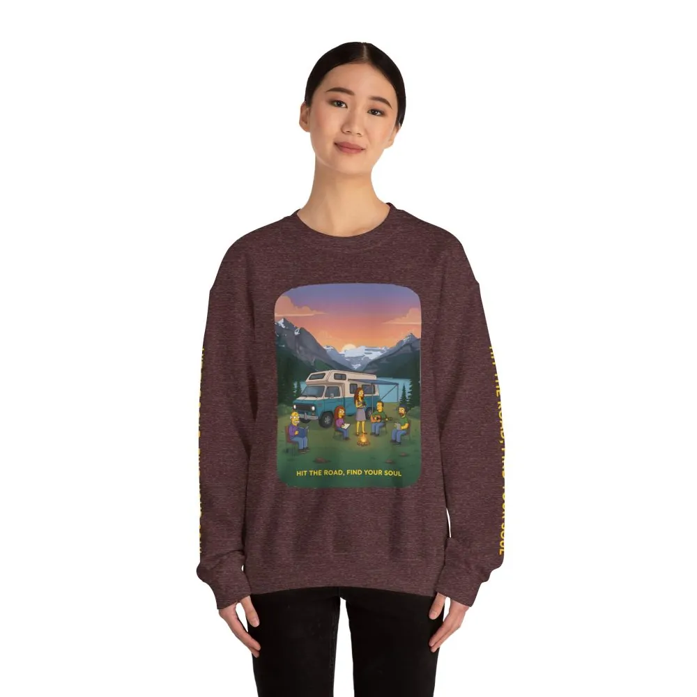 Unisex Heavy Blend™ Crewneck Sweatshirt — "Hit The Road-Find Your Soul" Design Sitcom-Line