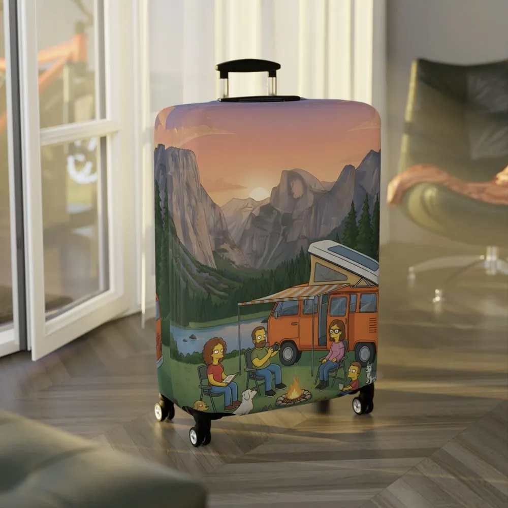 Luggage Cover — Adventure Camper Sketch Travel Suitcase(Design Sitcom-Line)