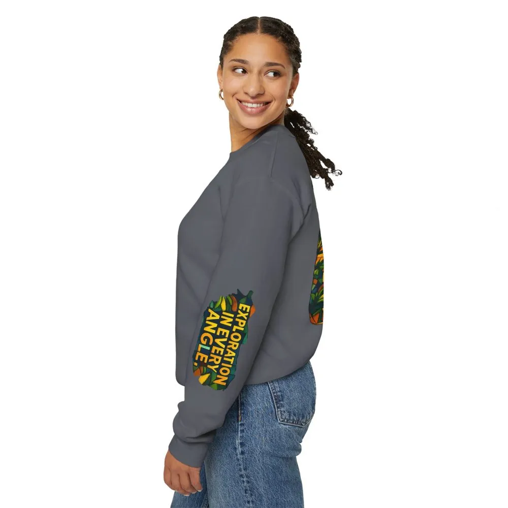Unisex Heavy Blend™ Crewneck Sweatshirt — "Exploration In Every Angle" Design Cubic-Line