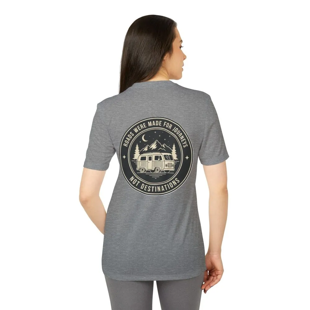 T-Shirt(Adidas) — 'ROAD WHERE MADE FOR JOURNEYS-NOT DESTINATIONS' (font + back printed) Brand Adidas