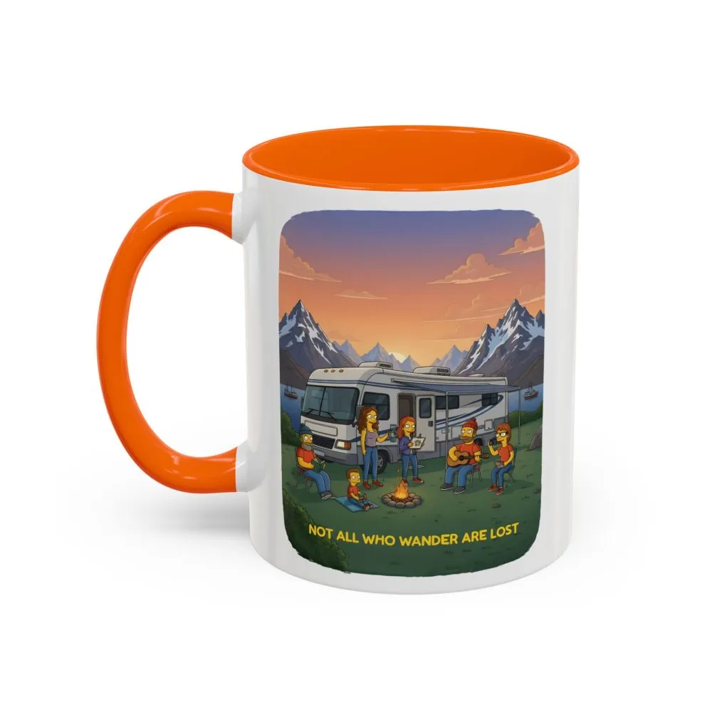 Accent Coffee Mug (11, 15oz) — "Not All Who Wander Are Lost" Design Sitcom-Line