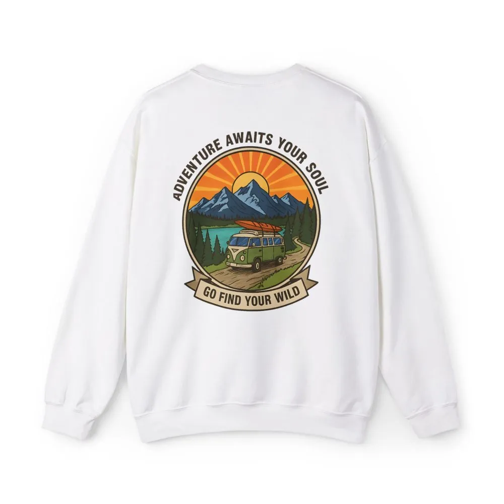 Crewneck Sweatshirt — "Go Find Your Wild" Camper Graphic