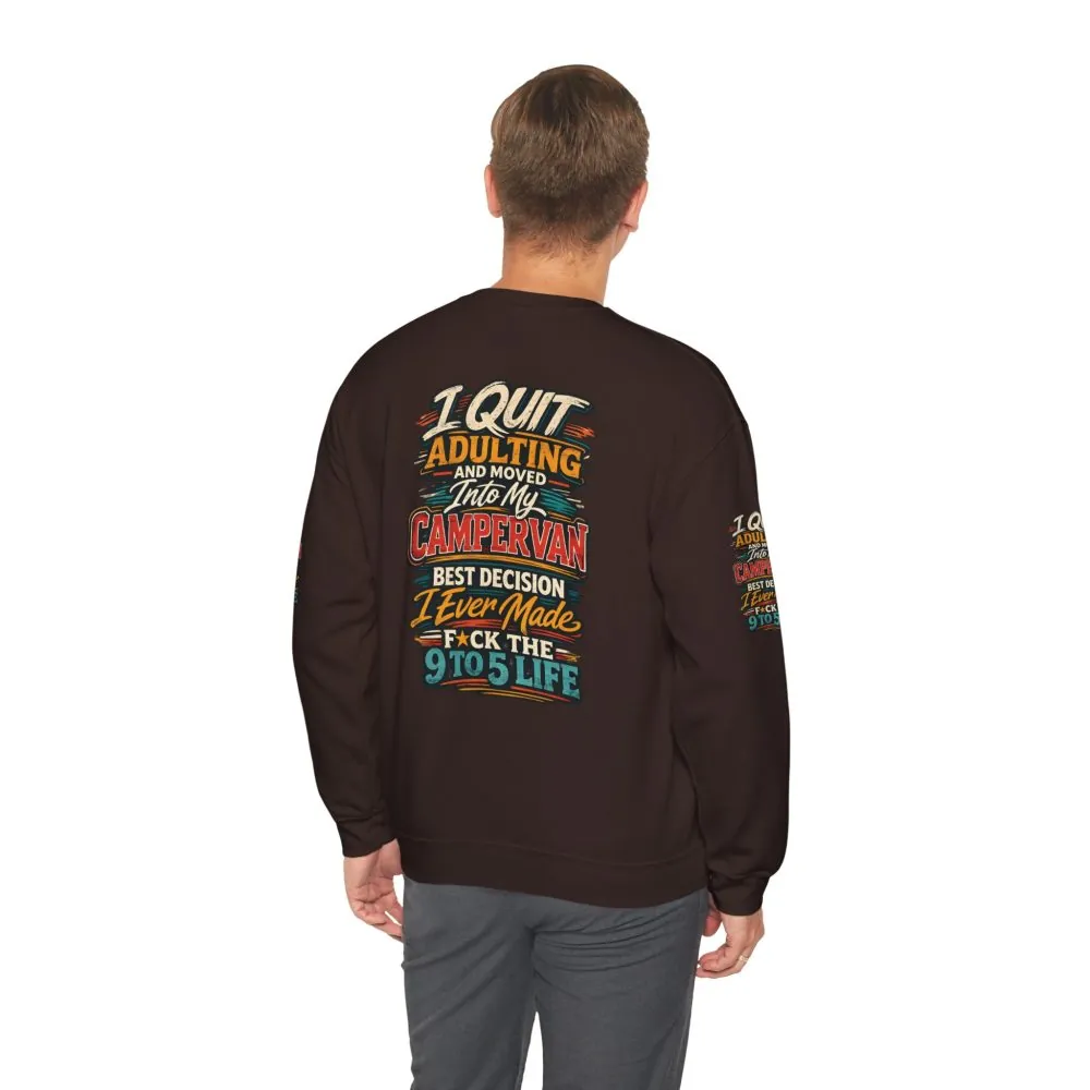 Unisex Heavy Blend™ Crewneck Sweatshirt — "I Quit Adulting" Design F**K-Line