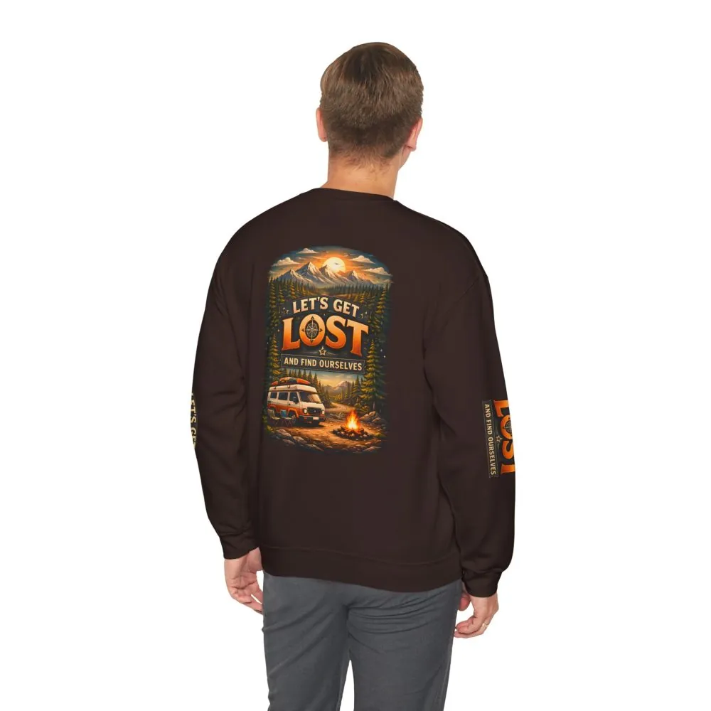 Unisex Heavy Blend™ Crewneck Sweatshirt — "Let´s Get Lost And Found Ourselfs" Design Scenic-Line