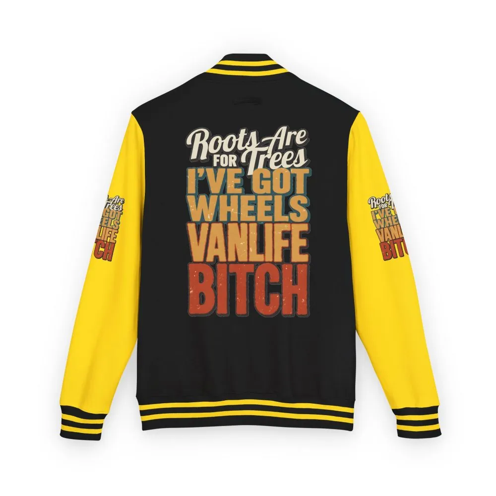 Unisex Heavyweight Letterman Jacket — "Roots Are For Trees" Design F**K-Line