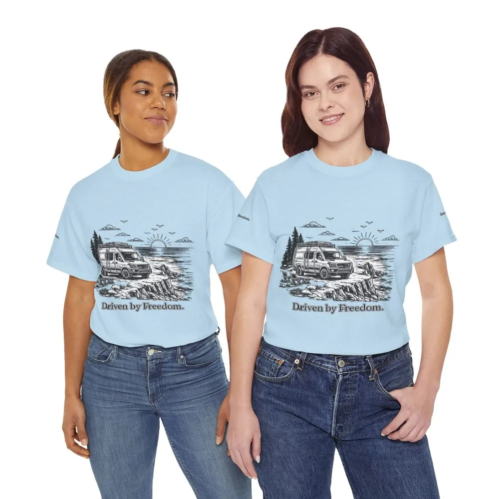 16741798253036160554_2048.jpeg Unisex Heavy Cotton Tee — ""Driven By Freedom" Design Minimal-Line