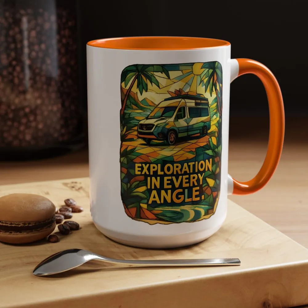 Accent Coffee Mug (11, 15oz) — "Exploration In Every Angle" Design Cubic-Line