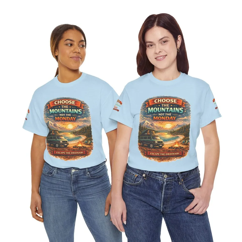 Unisex Heavy Cotton Tee — "Choose The Mountens" Design Scenic-Line