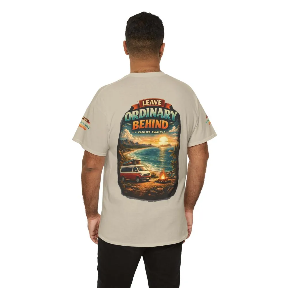Unisex Heavy Cotton Tee — "Leave Ordinary Behind" Design Scenic-Line