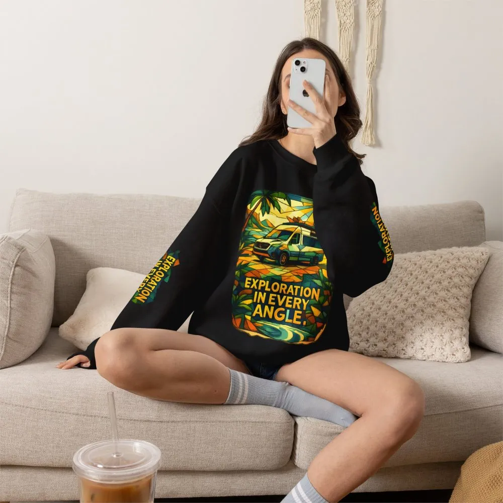 Unisex Heavy Blend™ Crewneck Sweatshirt — "Exploration In Every Angle" Design Cubic-Line
