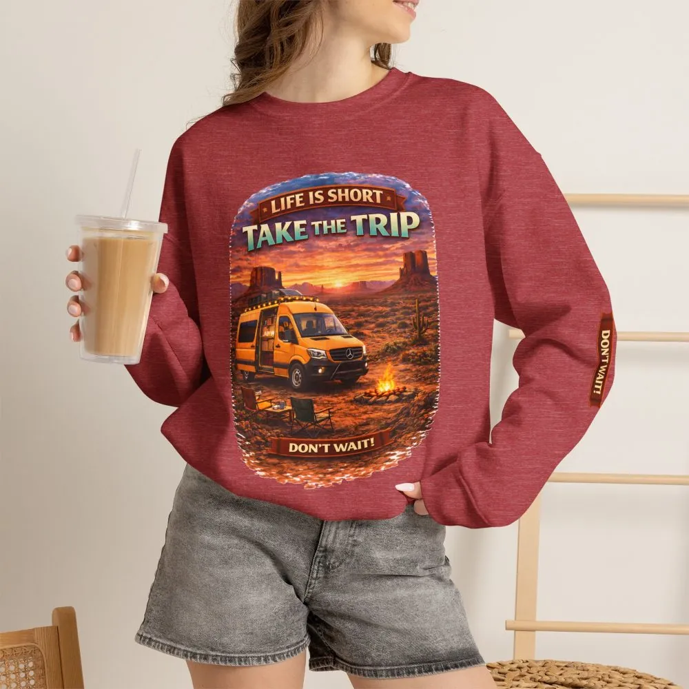 Unisex Heavy Blend™ Crewneck Sweatshirt — "Life Is To Short-Take The Trip" Design Scenic-Line