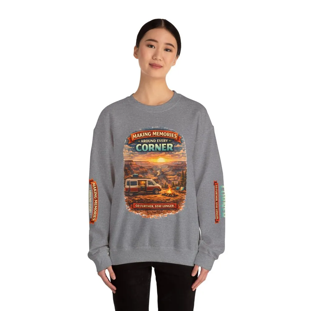 Unisex Heavy Blend™ Crewneck Sweatshirt — "Making Memories Around Every Corner" Design Scenic-Line