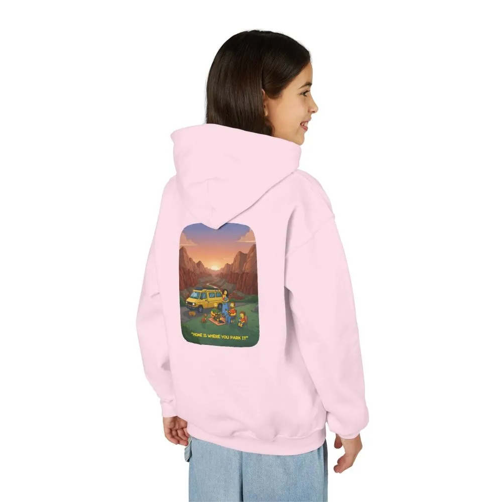 Youth Hoodie(Gildan) – "Home Is Where You Park It"" (Design Sitcom-Line)