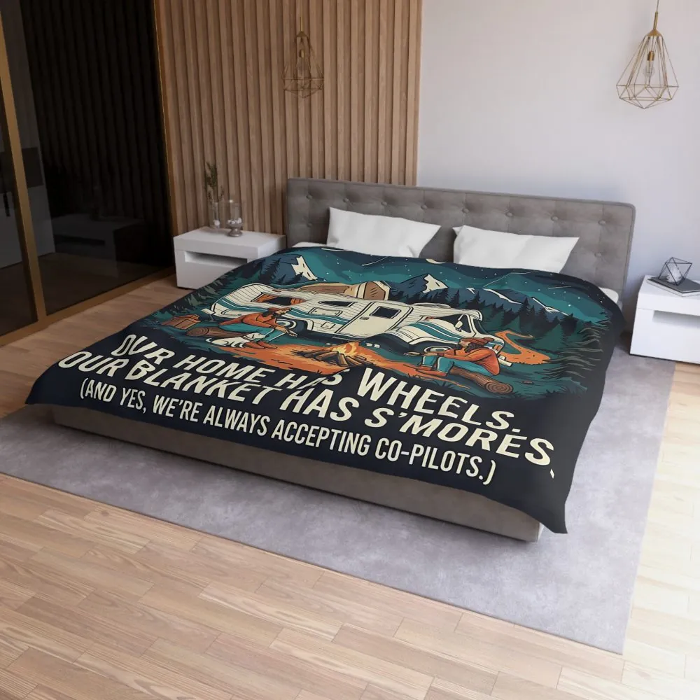 Duvet Cover — "Our Home Has Wheels, Our Blanket Has S'mores" Camping Bedding