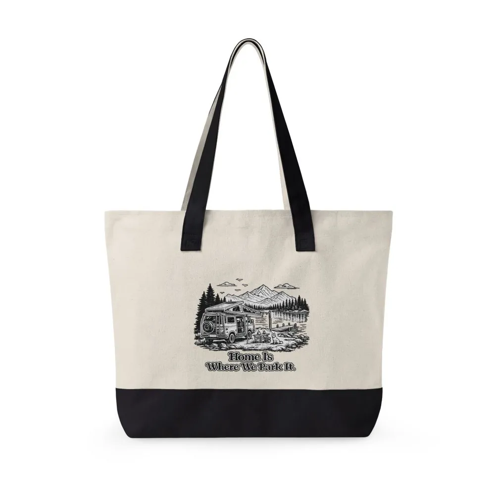 16800655052462198903_2048.jpeg Zippered Canvas Tote — "Home Is Where You Park It" (Design Minimal-Line)