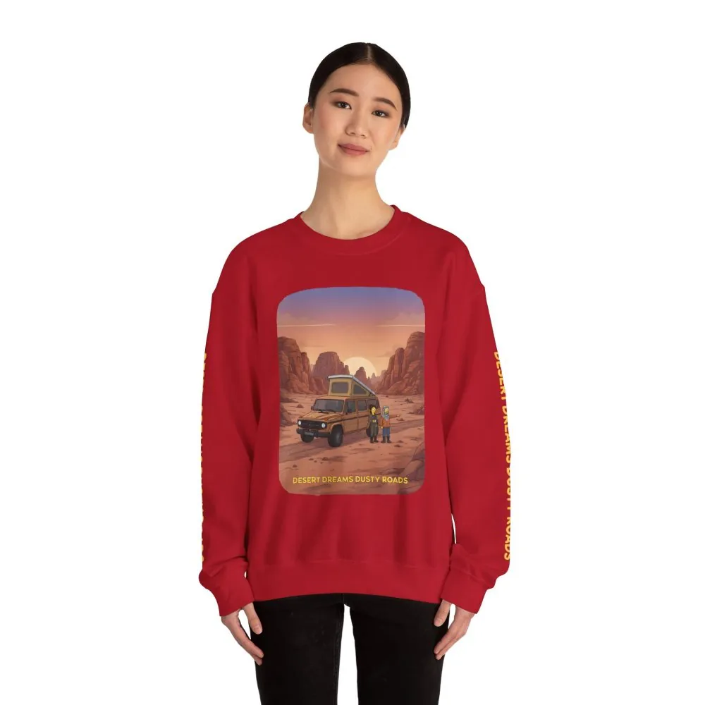 Unisex Heavy Blend™ Crewneck Sweatshirt — "Desert Dreams Dusty Roads" Design Sitcom-Line