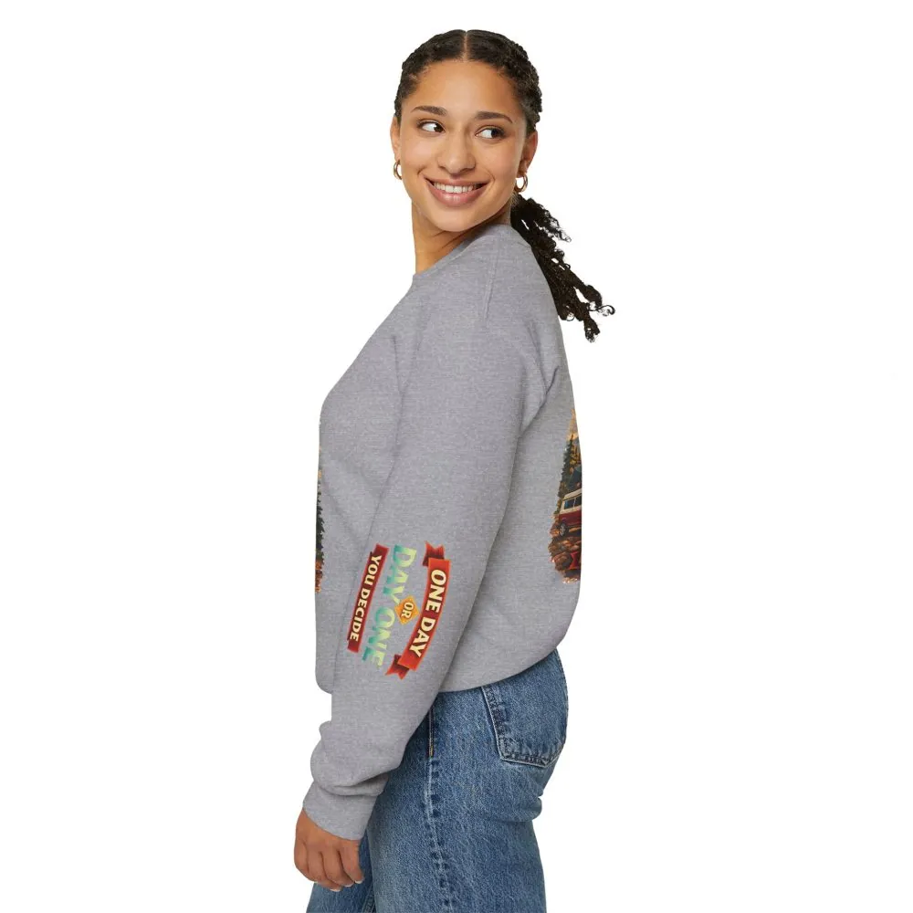 Unisex Heavy Blend™ Crewneck Sweatshirt — "One Day Or Day One" Design Scenic-Line