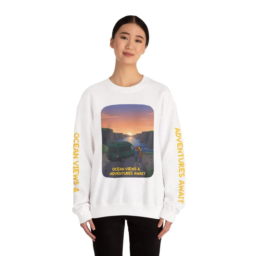 16817643746463648549_2048.jpeg Unisex Heavy Blend™ Crewneck Sweatshirt — "Ocean Views-Adventures Awaits" Design Sitcom-Line