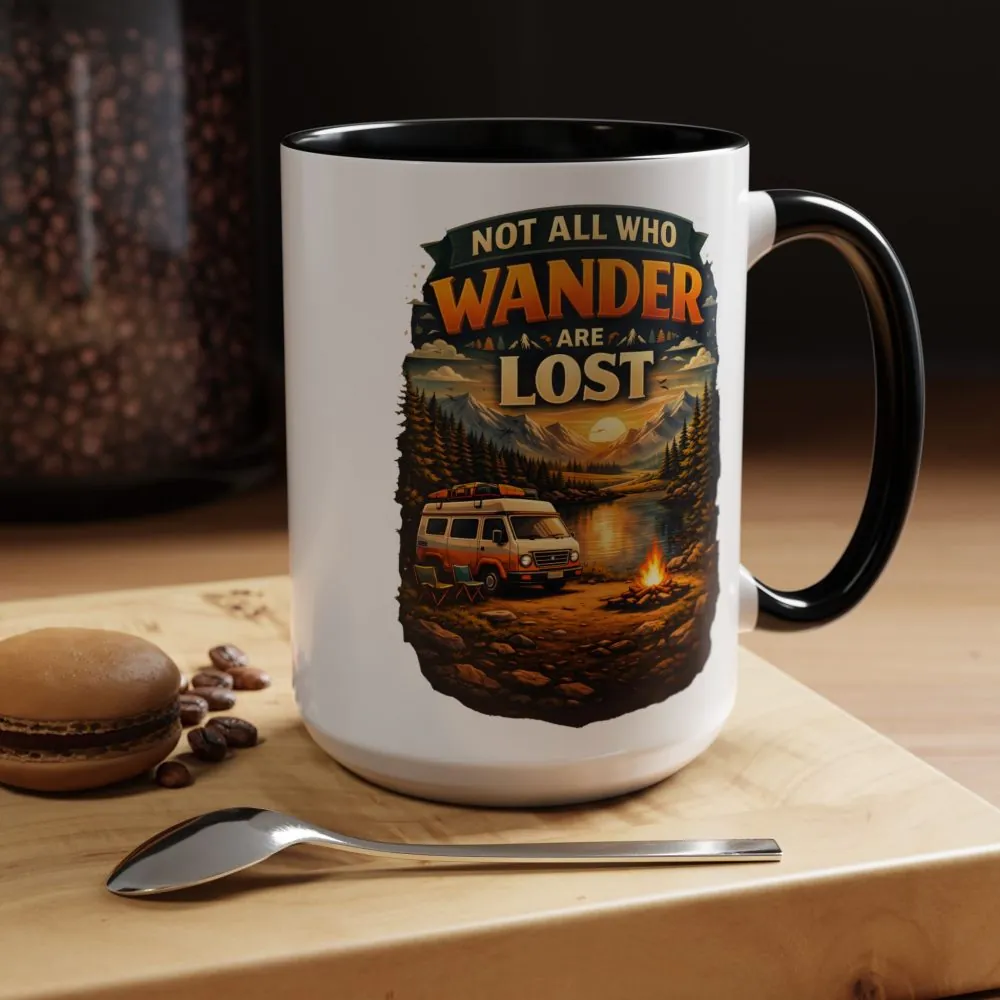 Accent Coffee Mug (11, 15oz) — "Not All Who Wander Are Lost" Design Scenic-Line