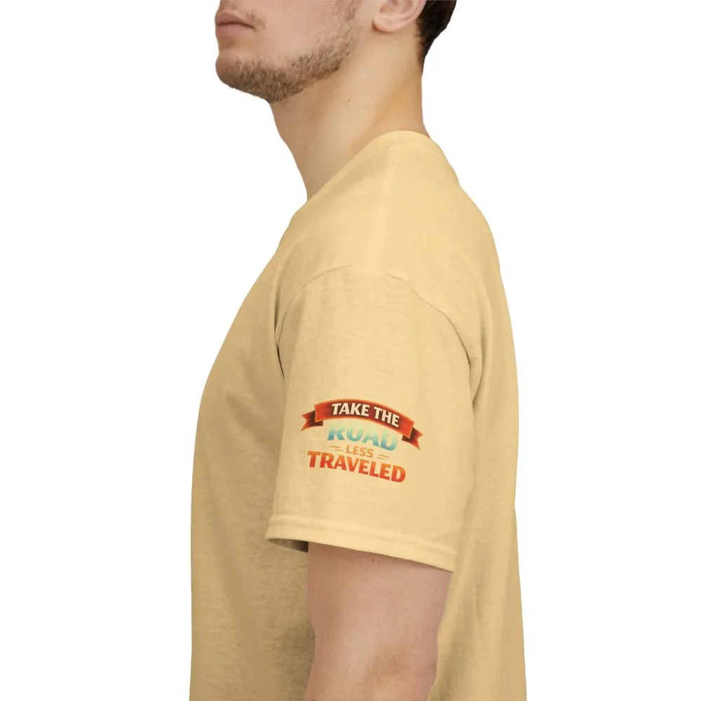 Unisex Heavy Cotton Tee — "Take The Road Less Traveled" Design Scenic-Line
