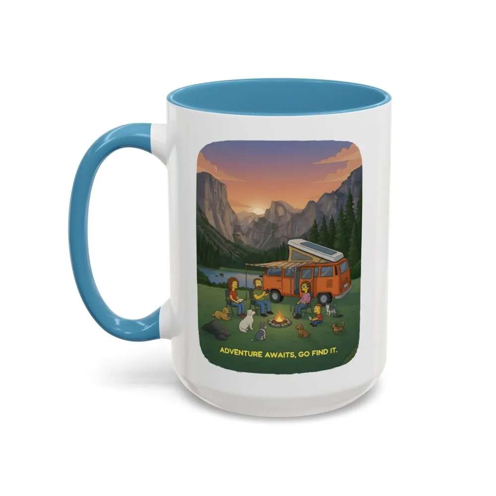 Accent Coffee Mug (11, 15oz) — "Adventure Awaits-Go Find It"" Design Sitcom-Line