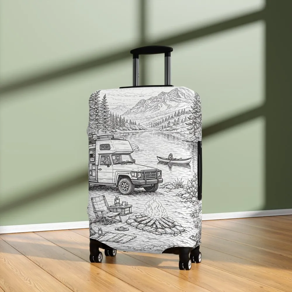 16844081408362724393_2048.jpeg Luggage Cover — Adventure Camper Sketch Travel Suitcase