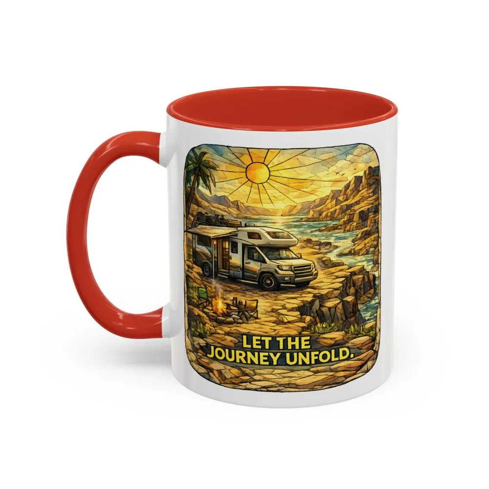Accent Coffee Mug (11, 15oz) — "Let The Journey Unfold" Design Cubic-Line