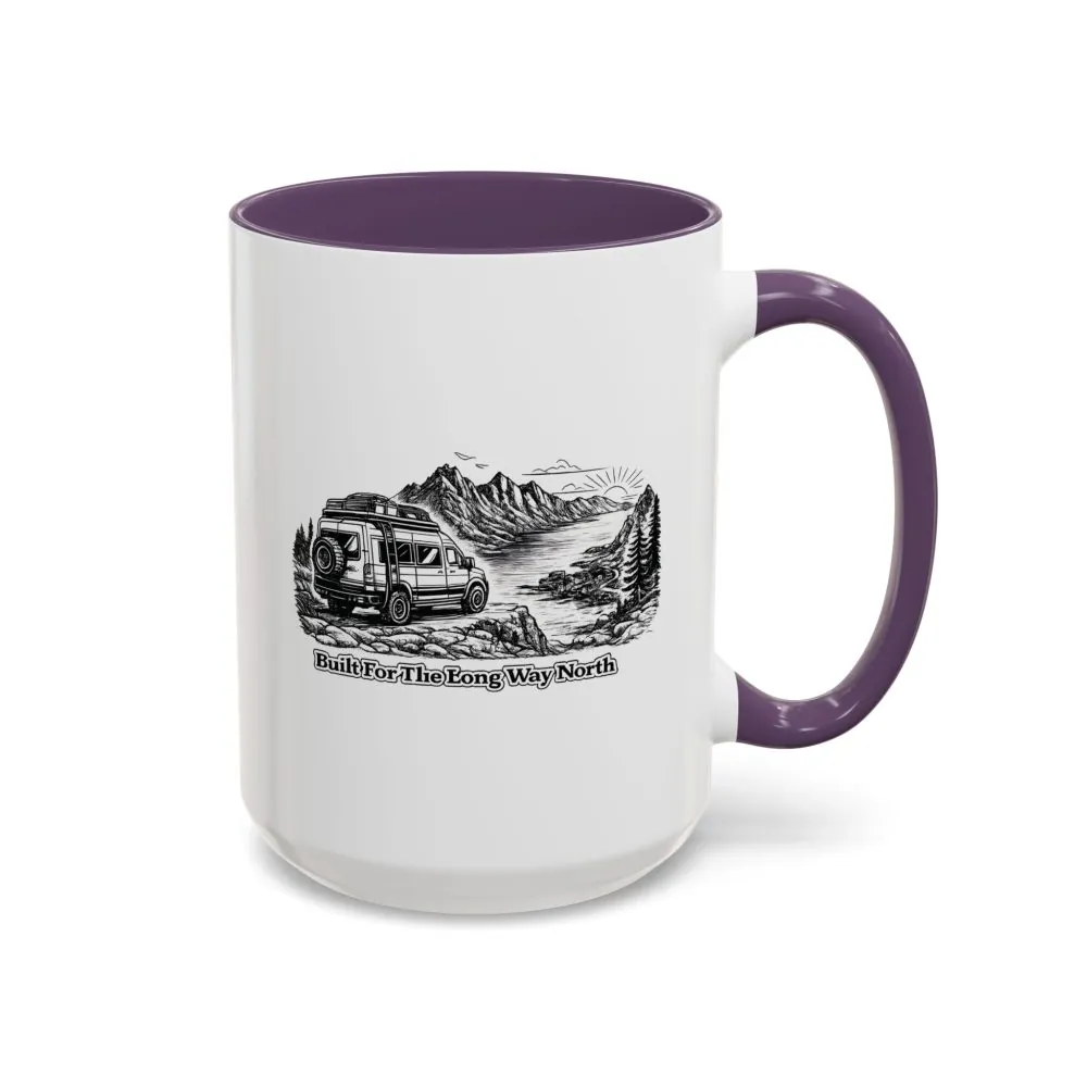 Accent Coffee Mug (11, 15oz) — "Built For The Long Way North" Design Minimal-Line
