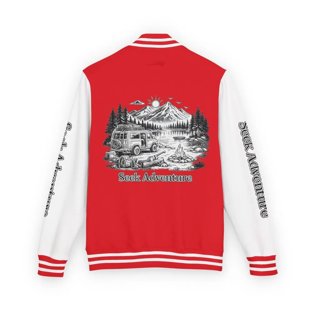 Unisex Heavyweight Letterman Jacket — "Seek Adventure" Travel Varsity Coat