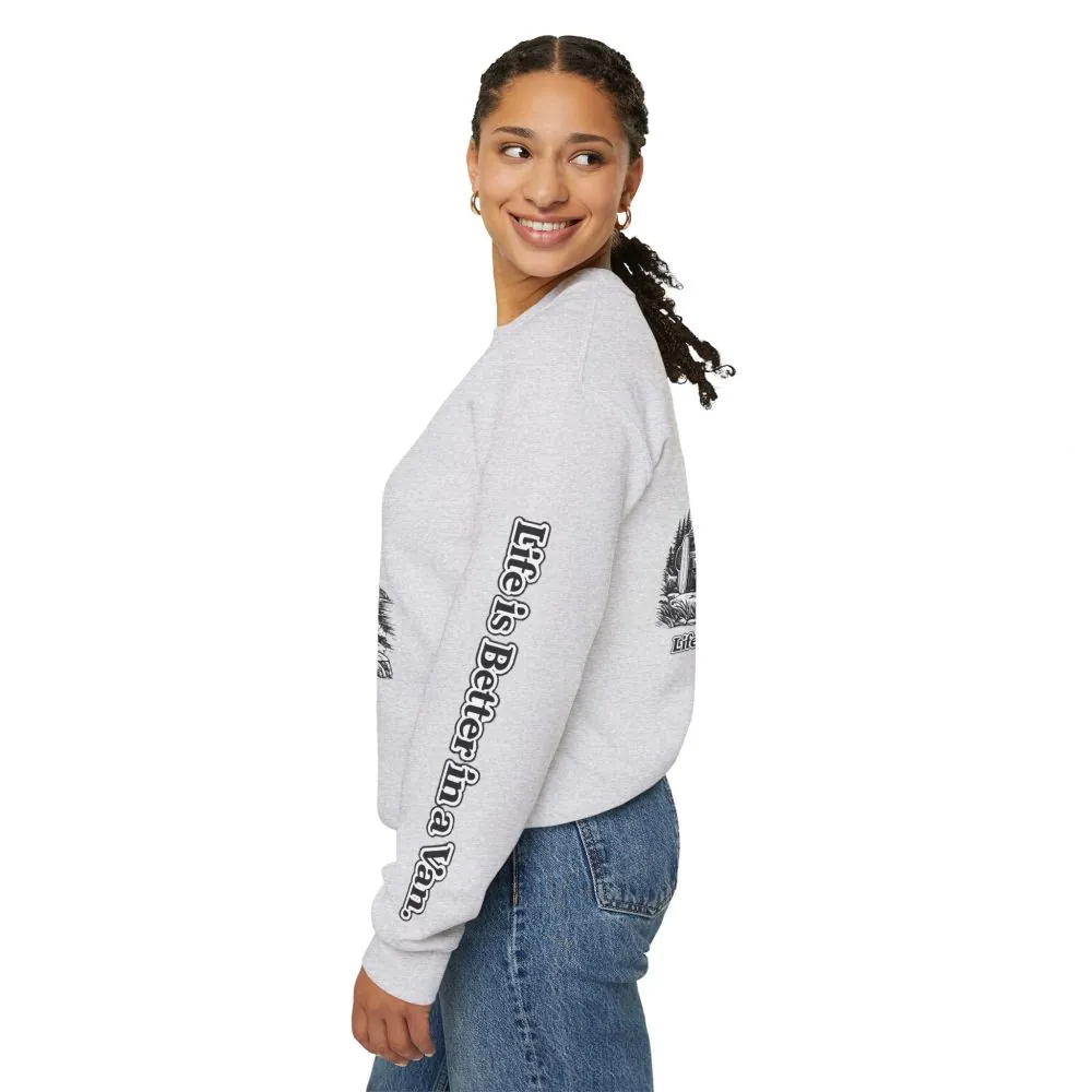 Unisex Heavy Blend™ Crewneck Sweatshirt — "Life Is Better In A Van" Design Minimal-Line